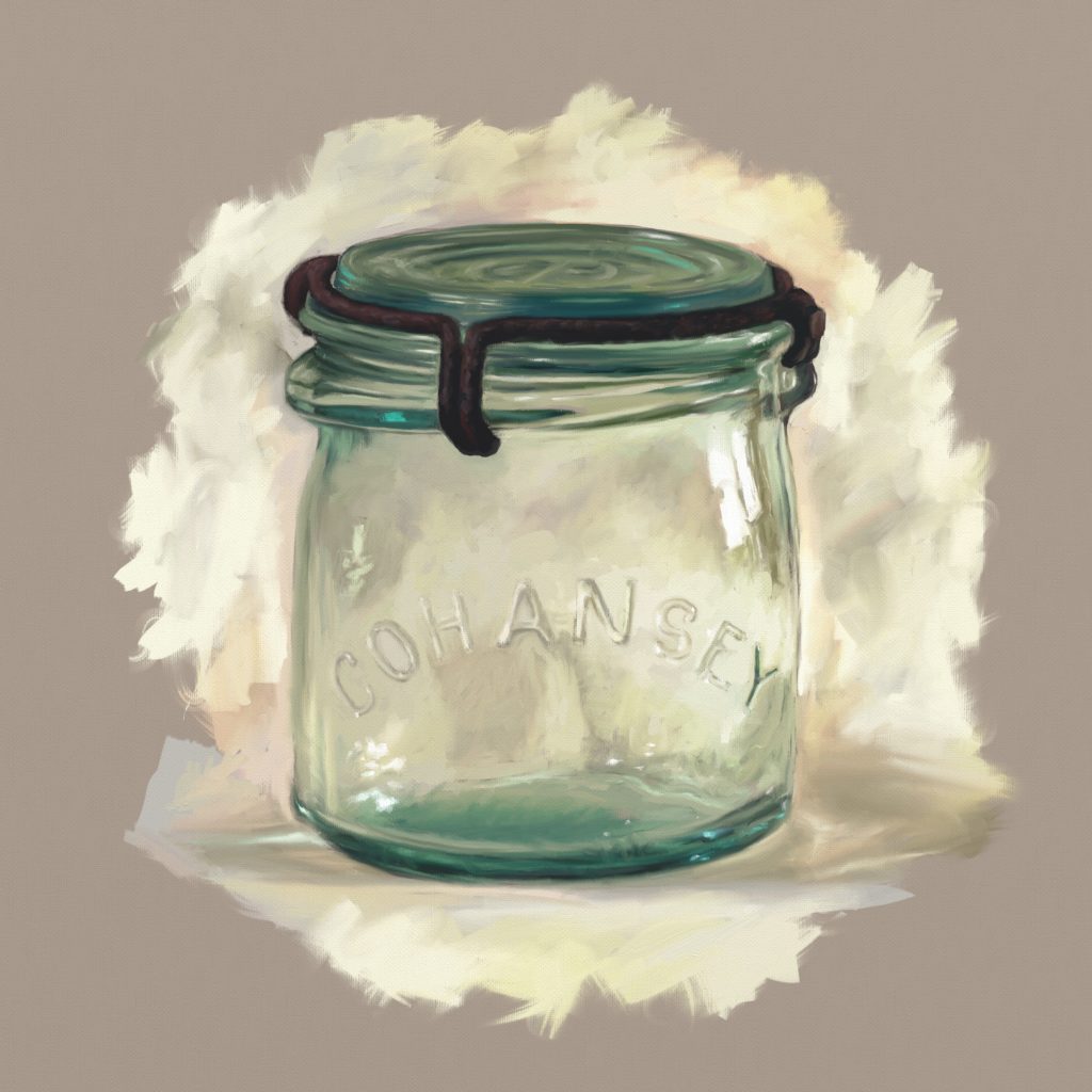 What is the purpose of painting a still life - Digital painting of a Cohansey glass jar 