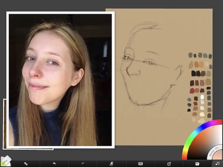 Paint on the iPad step-by-step portrait in ArtRage step 4