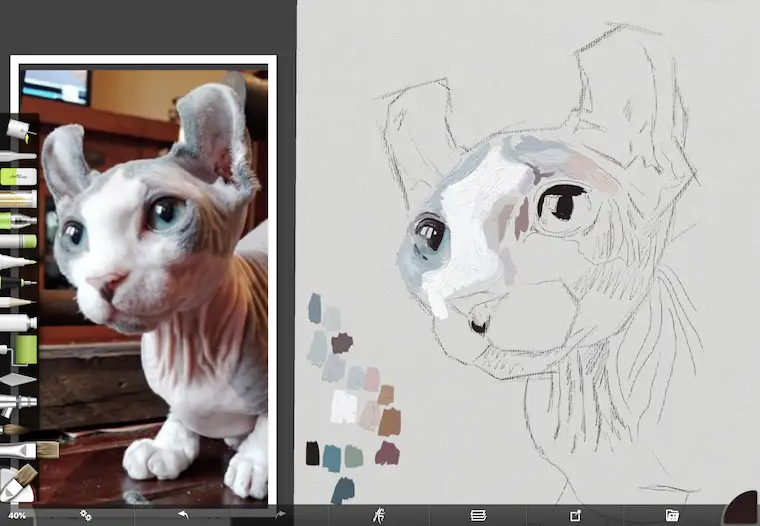 Painting a cat step by step featuring Rémy the gargoyle step 2