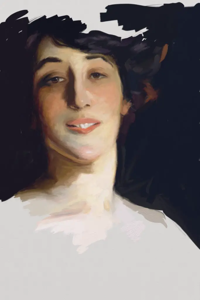 Digital detail study of John Singer Sargent's "Ena and Betty Daughters of Wortheimer"