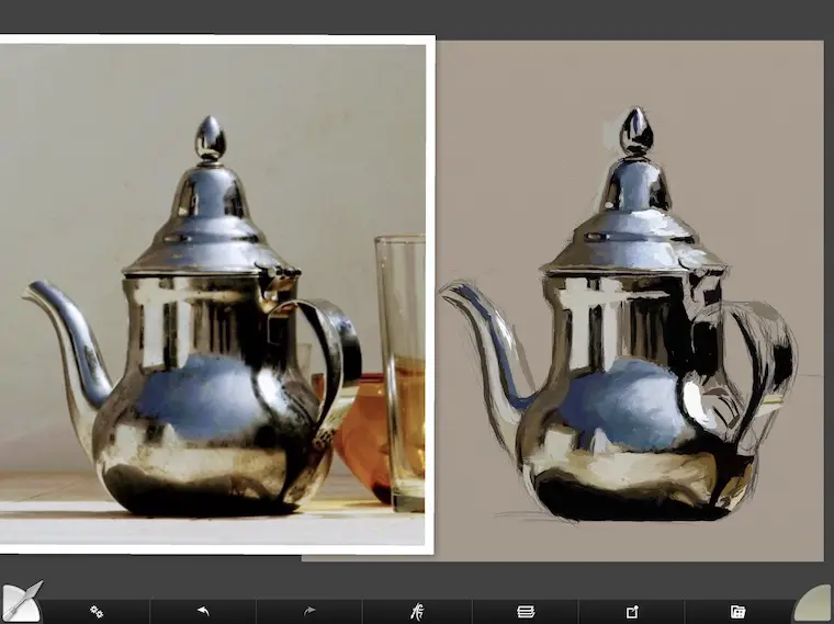 tips for painting digitally in ArtRage blending teapot