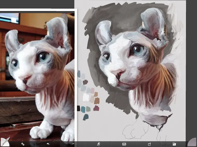Painting Remy the Gargoyle Sphynx hairless cat