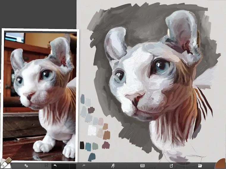 Painting a cat featuring Remy the Gargoyle Sphynx hairless cat step 7