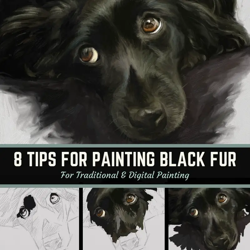 8 tips for painting black fur traditional and digital in artrage step-by-step tutorial
