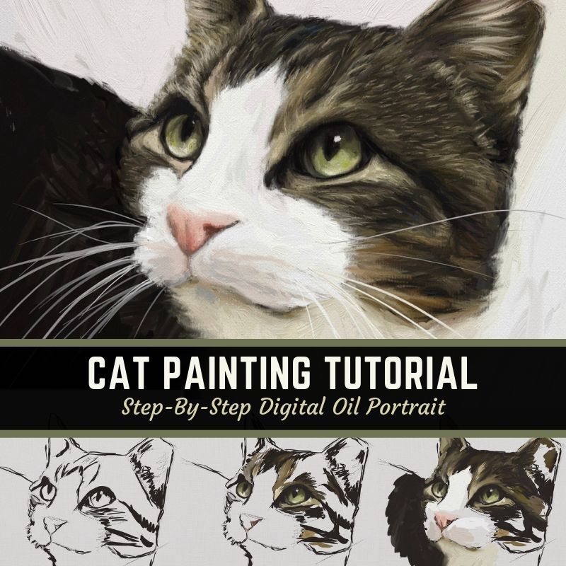Learn how to paint a cat digital painting tutorial