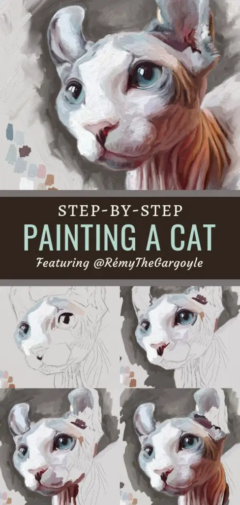 Remy the gargoyle cat portrait painting in artrage