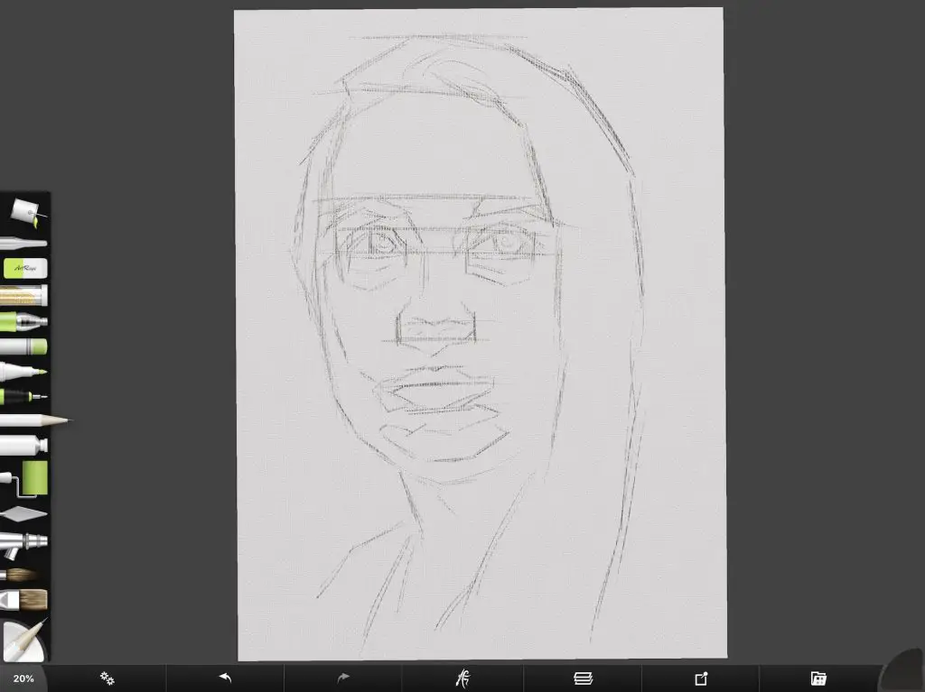 Digital portrait step 1 sketch