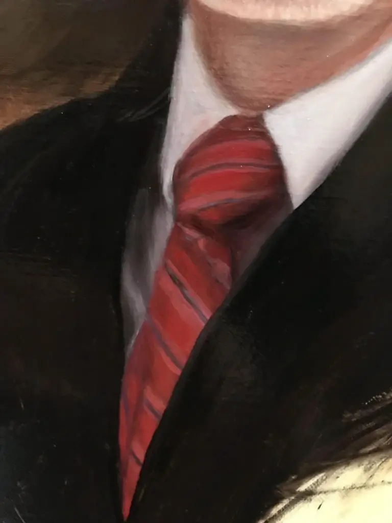 Detail of tie realistic portrait painting