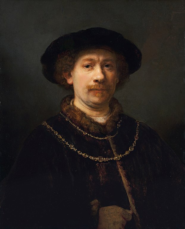 Rembrandt self-portrait Wearing a Hat and Two Chains, 1642-43